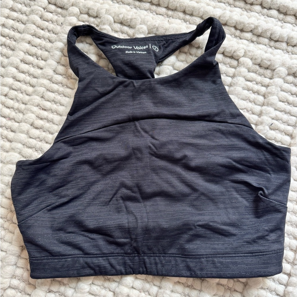 Outdoor Voices Black High-Neck Racerback Sports Bra